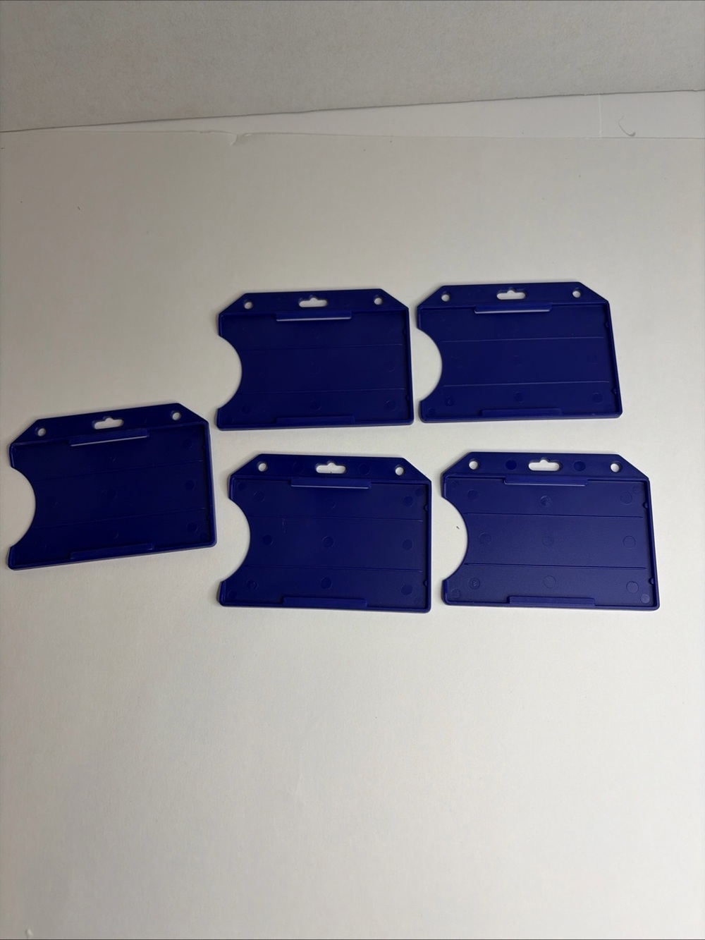 Blue Horizontal Open Face Rigid Plastic Badge Card Holders Slim Lot of 5.
